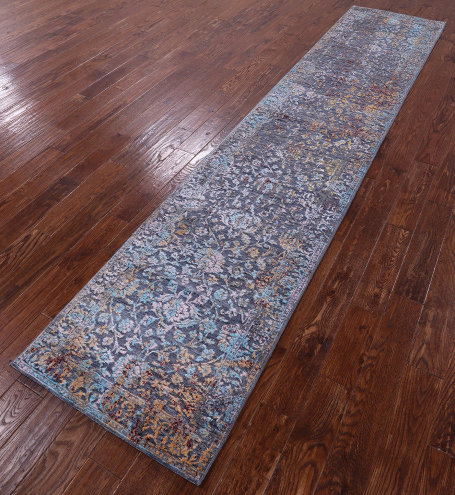 2' 7" X 12' 4" Runner Persian Handmade Wool and Silk Rug Q11833