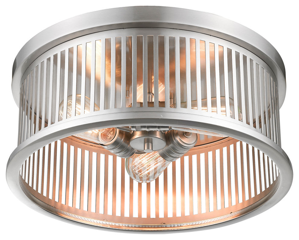Zlite 334F3BN 3-Light Flush Mount, Brushed Nickel