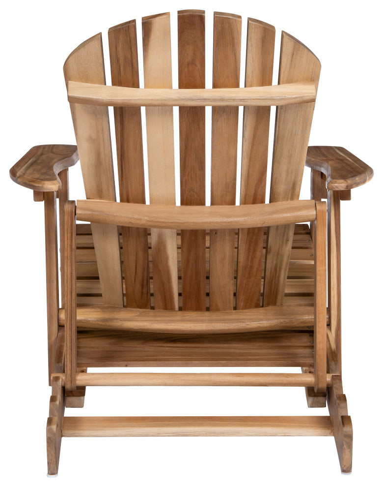 GDF Studio Katherine Outdoor Reclining Wood Adirondack Chairs, Set of 2, Natural