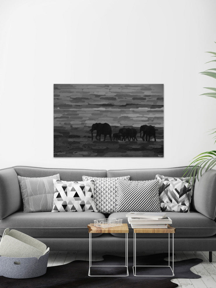 "Pachyderm Family" Print on Canvas, 24"x16"