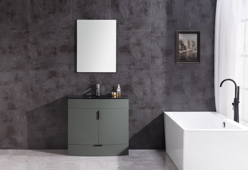 36" Pewter Green Bathroom Vanity, PVC
