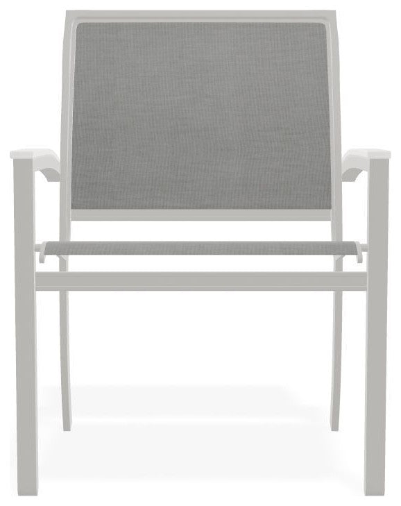 Bazza Sling Stackable Outdoor Dining Chair, Alloy/Snow