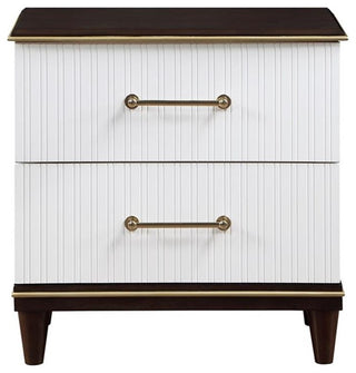 Lexicon Niles Wood Nightstand in 2-Tone with Gold Trim (White & Cherry)