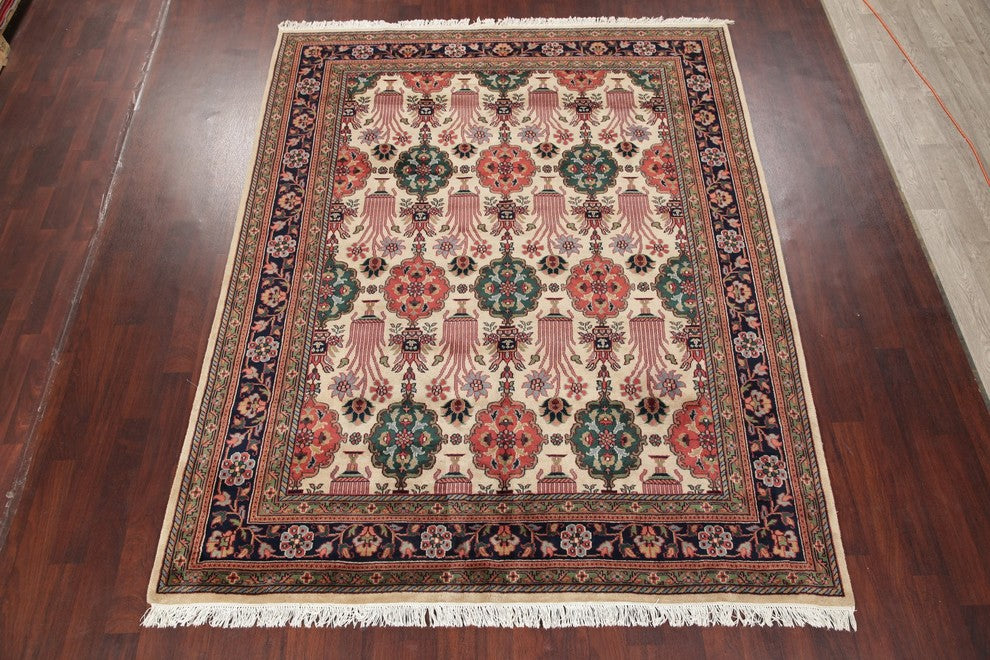Indian Art&Craft Traditional Oriental Hand-Knotted Area Rug, Beige, 9'11"X8'1"