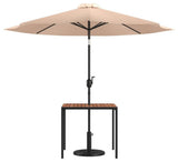 3 Piece Patio Table Set -35" Square Teak Table w/Umbrella Hole & Base, Tan