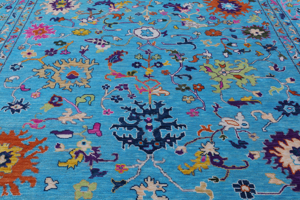12' Square Turkish Oushak Hand Knotted Wool Rug - Q14951