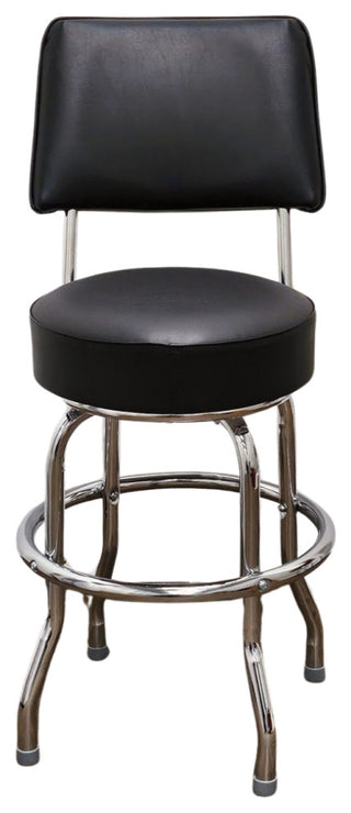 Retro Home Single Ring Upholstered 24" Swivel Counter Stool with Back, Black