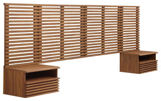 MODWAY Render Wall Mount King Headboard and Modern Nightstands