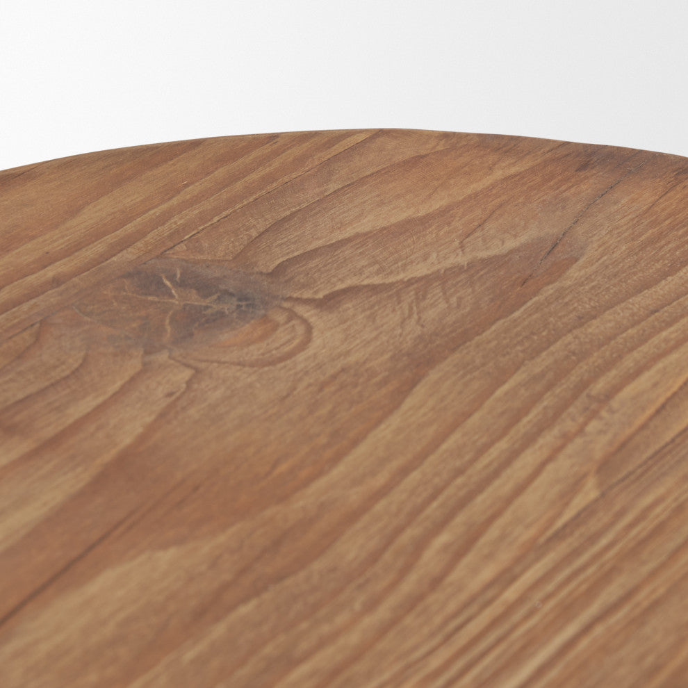 Tahlia Round Natural Brown Wood With Angled Legs Stool