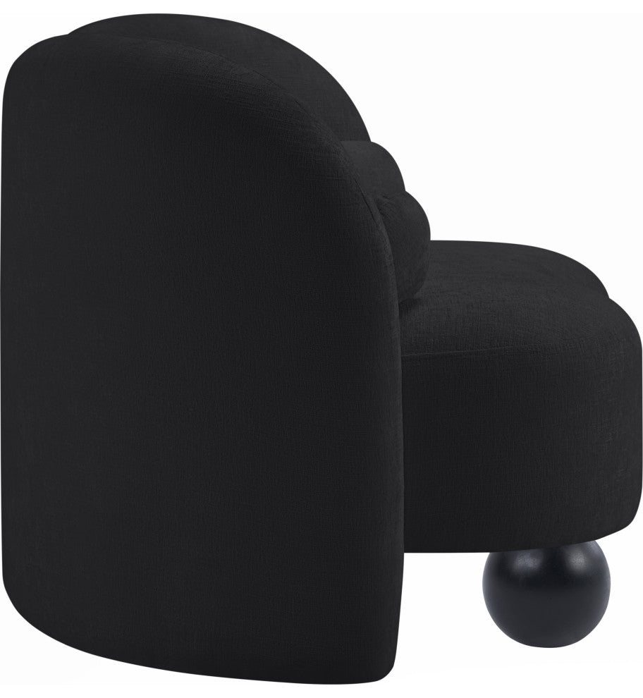 Daphne Upholstered Chair/Loveseat/Sofa, Black, Chenille Fabric, Chair