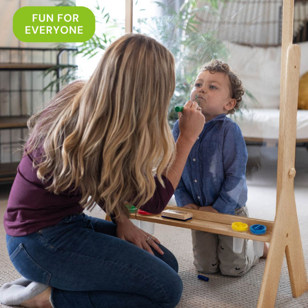 Little Partners Peek-A-Boo Adjustable Height Art Easel, Natural