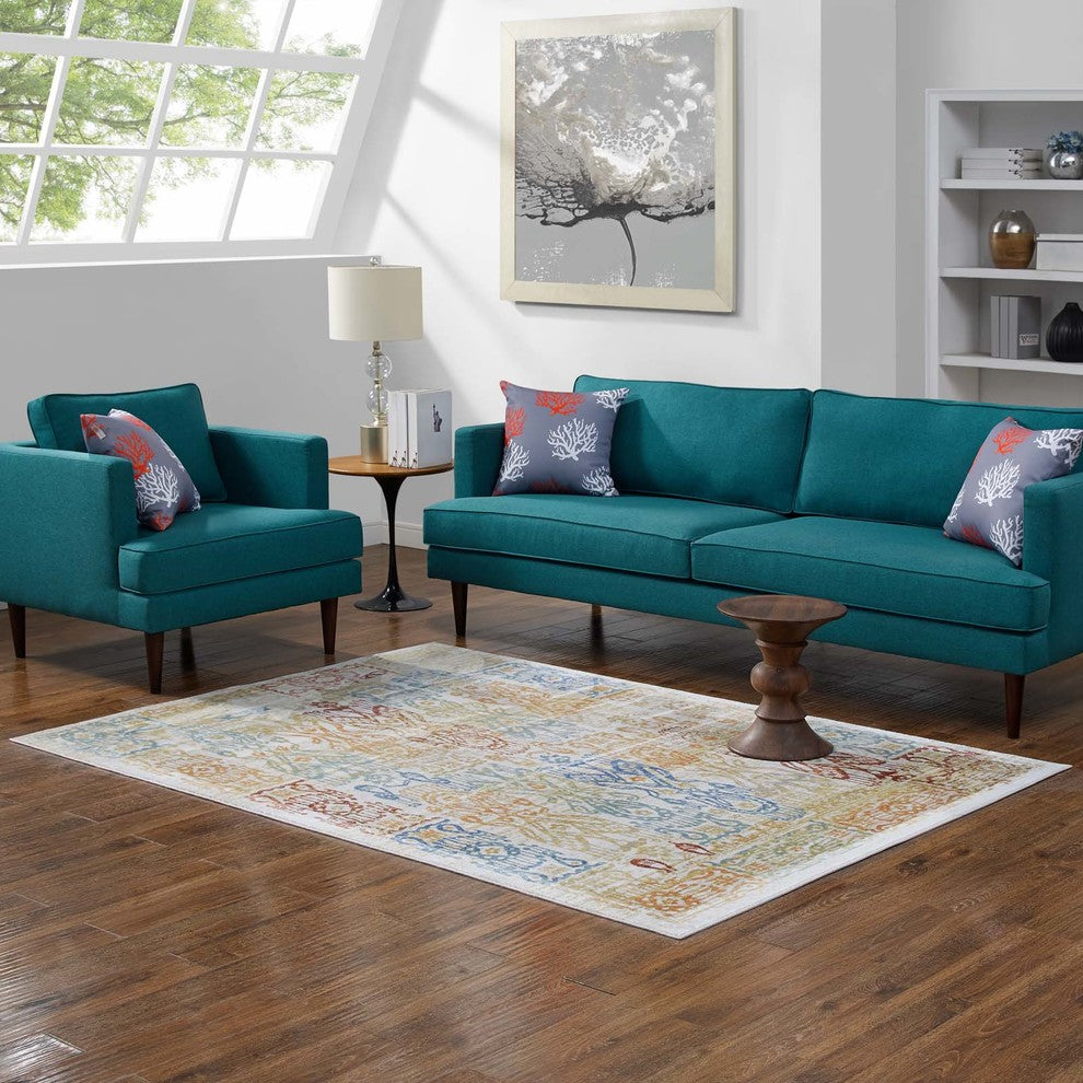 Modern Urban Living Area Rug Runner, Multi-Color