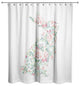Mint Floral Curious Rabbit Shower Curtain