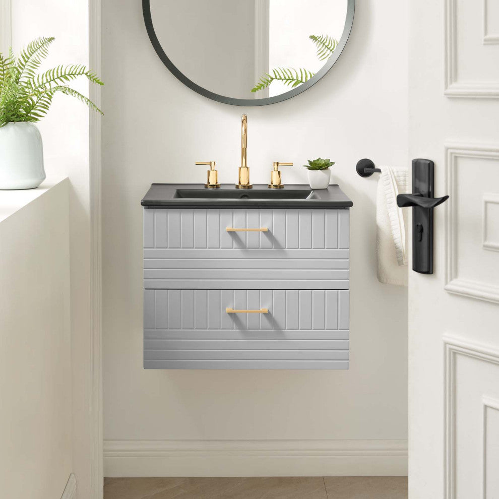 Daybreak 24" Bathroom Vanity, Light Gray Black