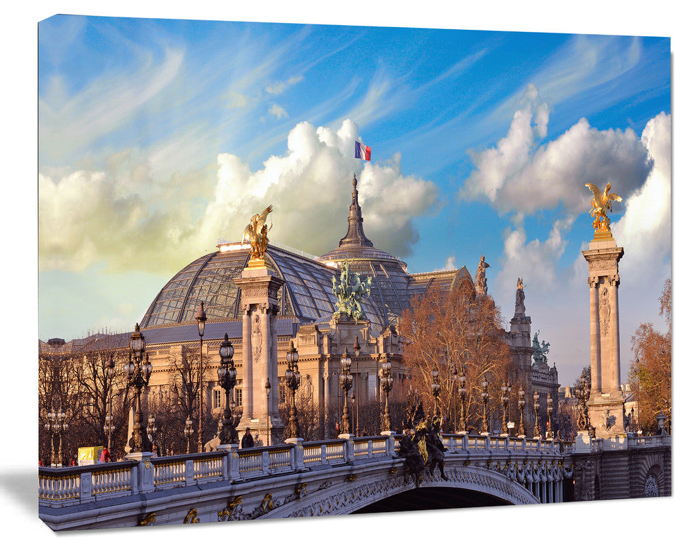 Famous Great Palace in Paris, Modern Cityscape Canvas Art Print, 60"x28"