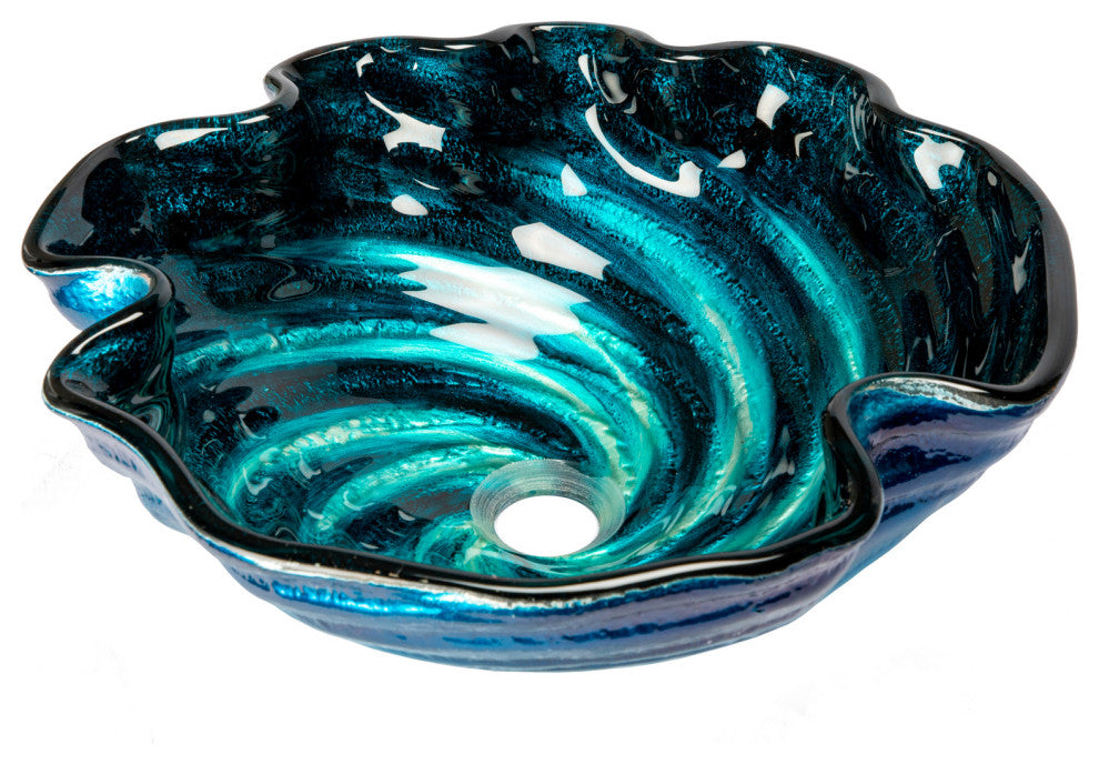 Eden Bath EB_GS37 Carribean Wave Unique Tempered Glass Vessel Sink In Blue