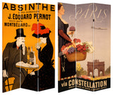 6' Tall Double Sided Absinthe Canvas Room Divider