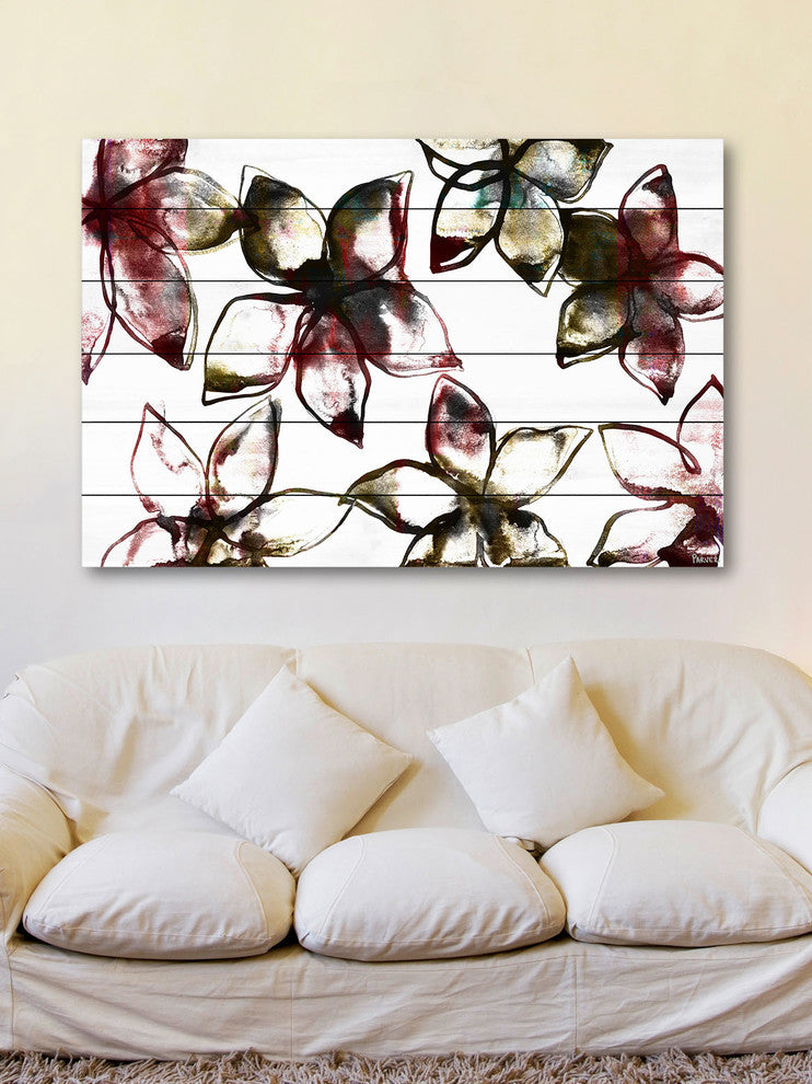 "A Floral Pattern" Print on White Wood, 45"x30"