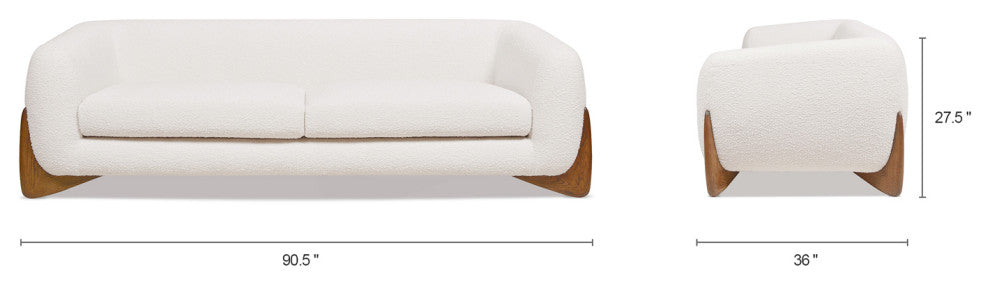 Alpine 90.5" Sherpa Sofa, Ivory White Boucle