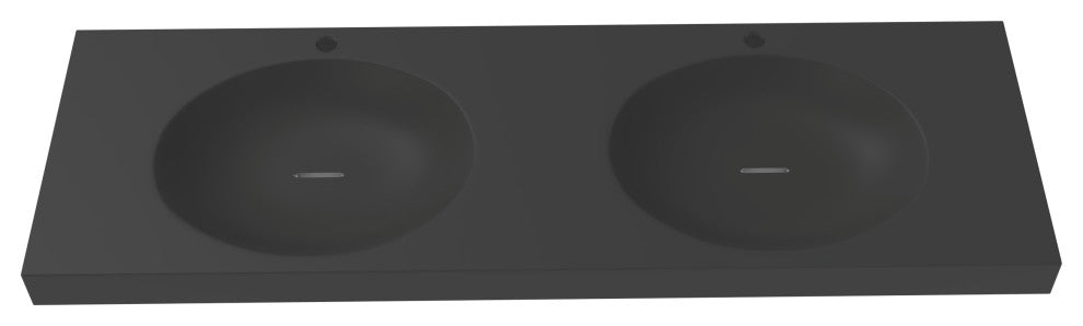 CastelloUSA Darleen Solid Surface Wall Mount Bathroom Sink, Black, 60"
