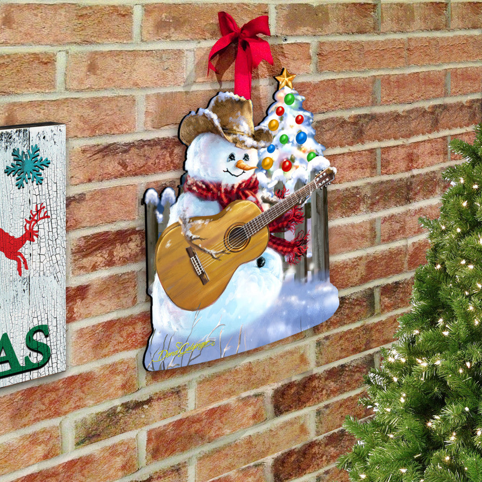 Guitar Rocker Snowman Wall and Door Hanger by Dona Gelsinger