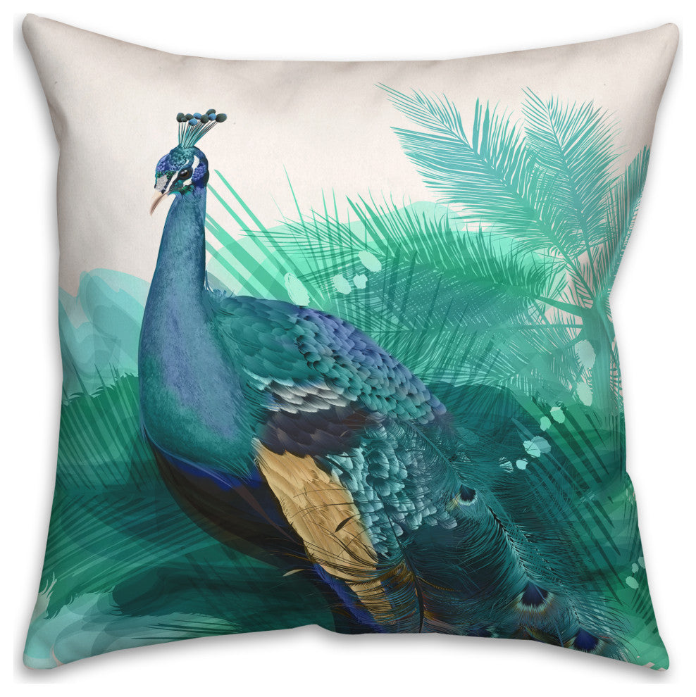 Colorful Peacock Tropical 2 18x18 Spun Poly Pillow