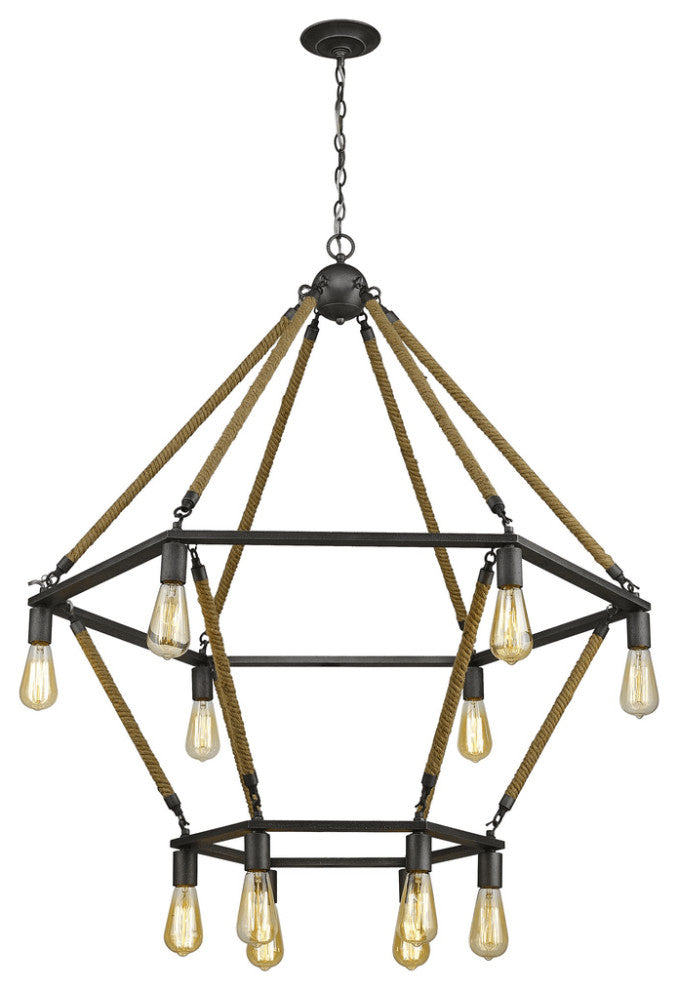 Holden 12-Light Antique Gray Wagon Wheel Chandelier