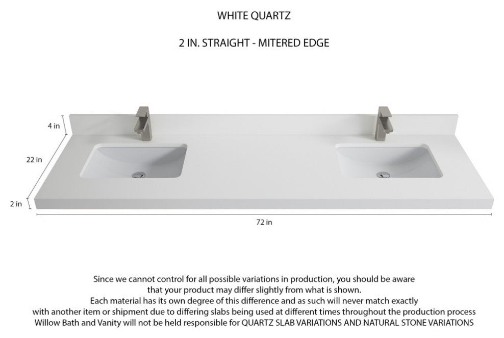 Parker 72 Double Sink Bath Vanity in White 2" White Quartz