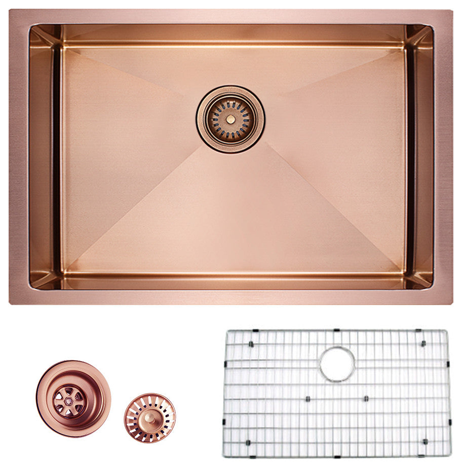 HIGOLD Single Bowl Undermount Kitchen Sink, Nano, PVD rose gold