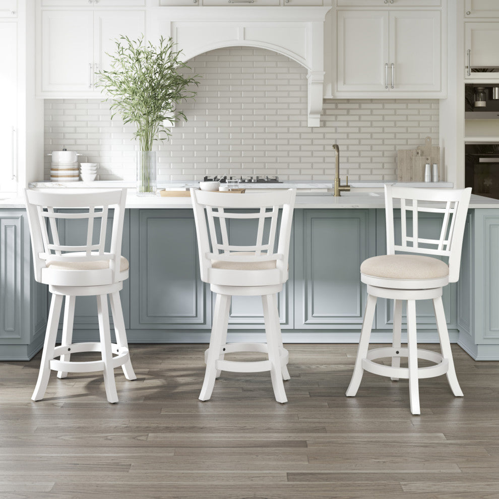 Fairfox Wood Swivel Stool, White, Counter Stool
