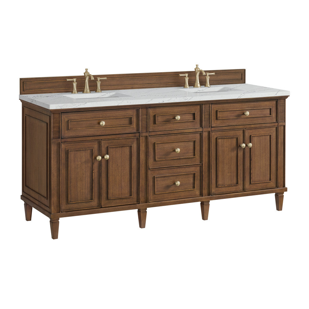 Lorelai 72"Double Vanity, Mid-Century Walnut, 3 CM Ethereal Noctis Top