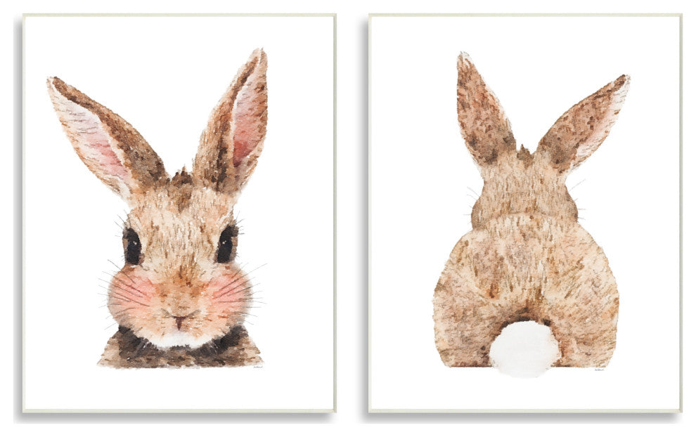 Cute Bunny with Cotton Tail Back Blushing Rabbit,10 x 15