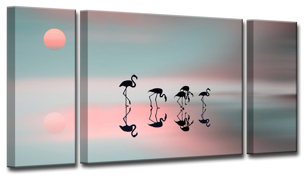 Ready2HangArt 'Family Flamingos' 3-Piece Canvas Wall Decor Set