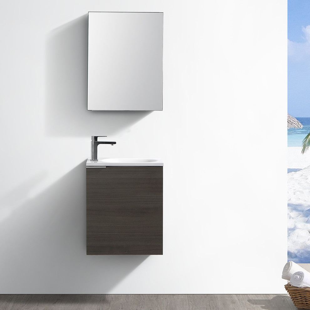 Valencia 20" Gray Oak Wall Hung Bathroom Vanity Set, Cabinet, Faucet, FFT9131CH