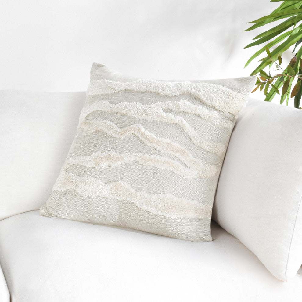 Passage 22" Belgian Linen Blend Throw Pillow by Kosas Home, Ivory