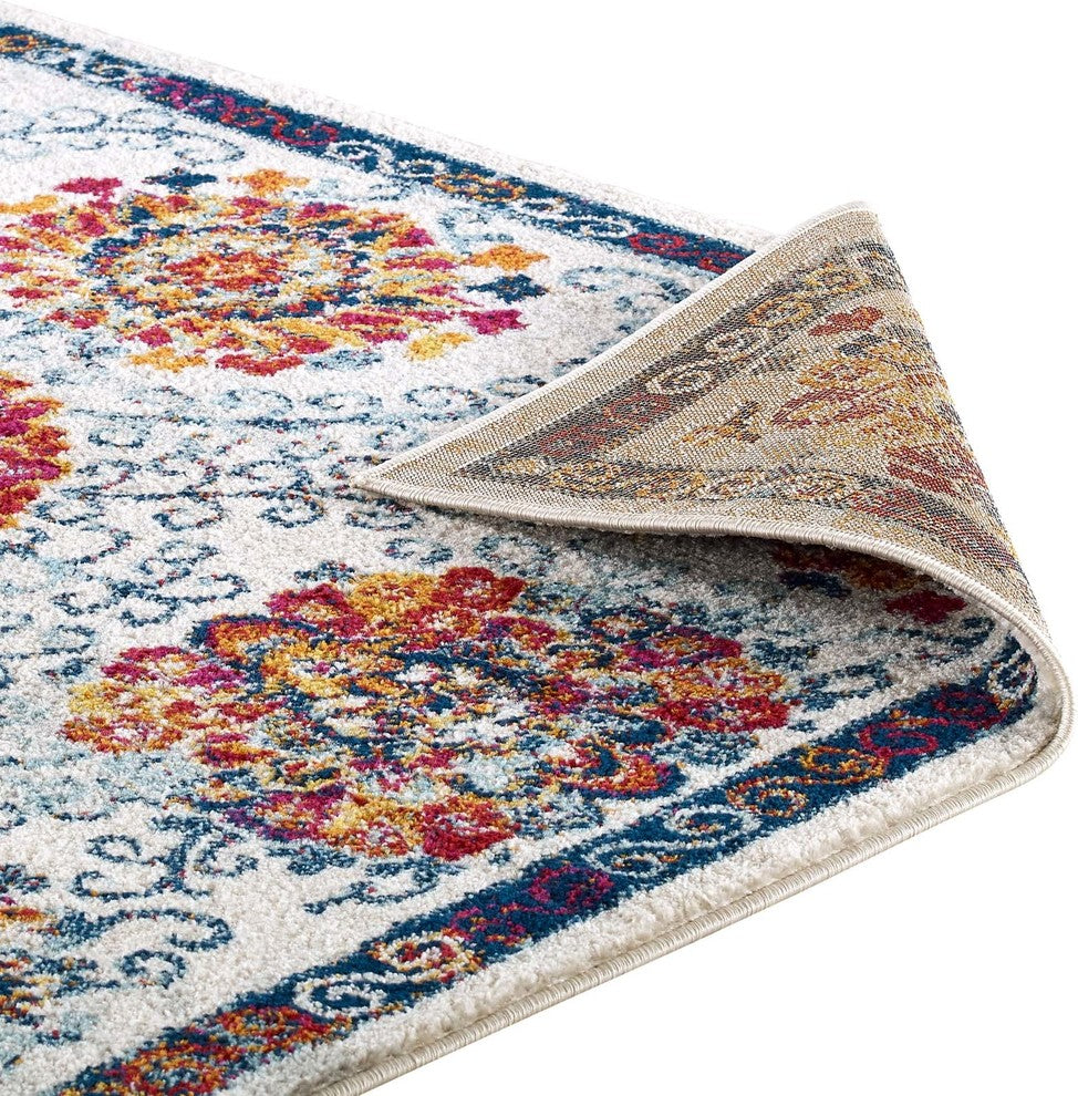 Entourage Kensie Distressed Vintage Floral Moroccan Trellis 5x8 Area Rug