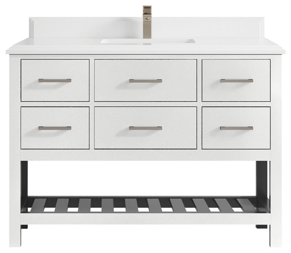 Parker 48 Single Sink Bath Vanity in White 1.5" White Quartz