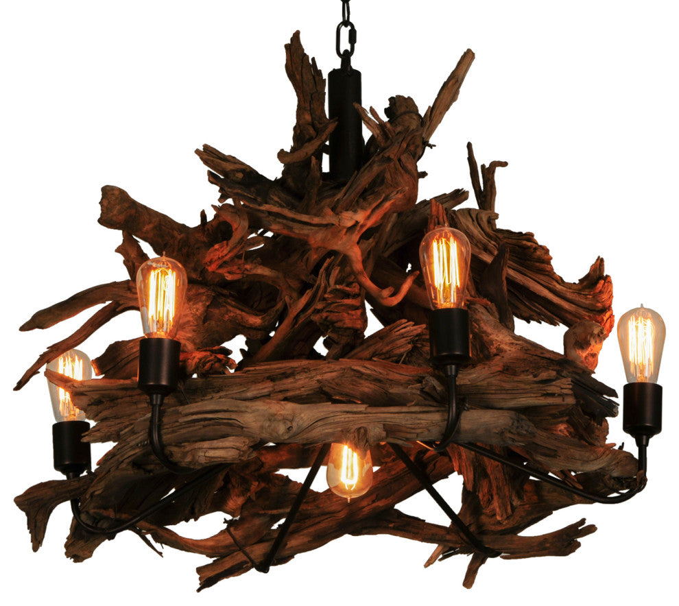 30 Wide Driftwood 7 Light Chandelier