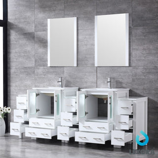 Volez 84" Double Vanity With 3 Side Cabinets Top Square Sink, 22" Mirror