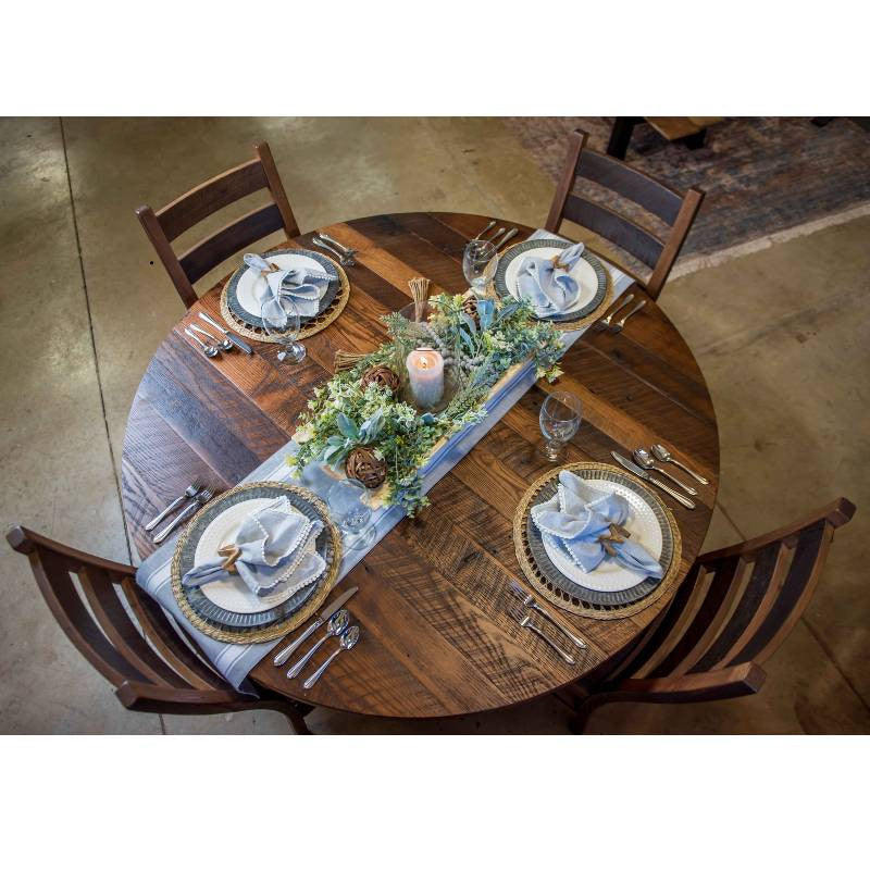 Granby Barnwood Round Dining Table, Provincial, 60x60, 2 Middle Leaves