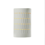 Ambiance Small Cactus Cylinder Wall Sconce, Open, Matte White, Gold, E26