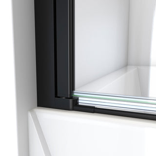 DreamLine Aqua-Q Swing 34 in. W x 58 in. H Frameless Tub Door, Satin Black