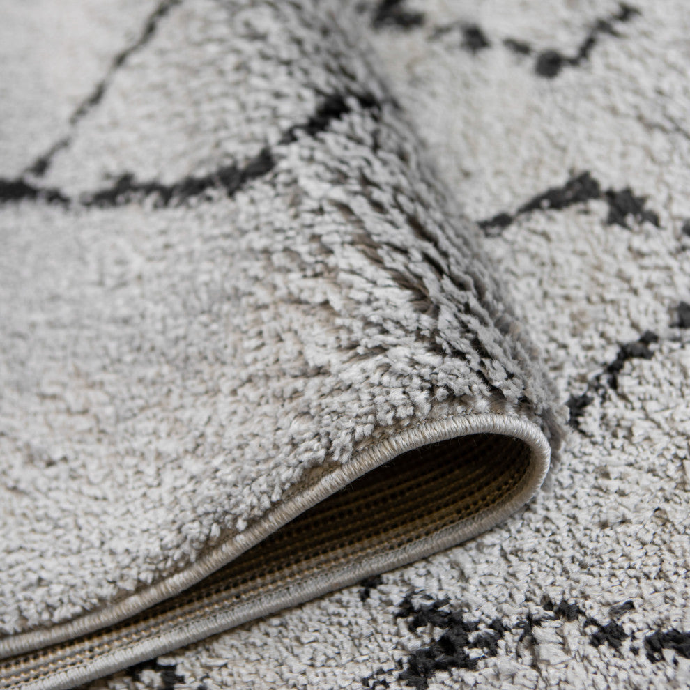Aspen Shag Polypropylene Area Rug, Gray/Black, 8'3" X 11'6"