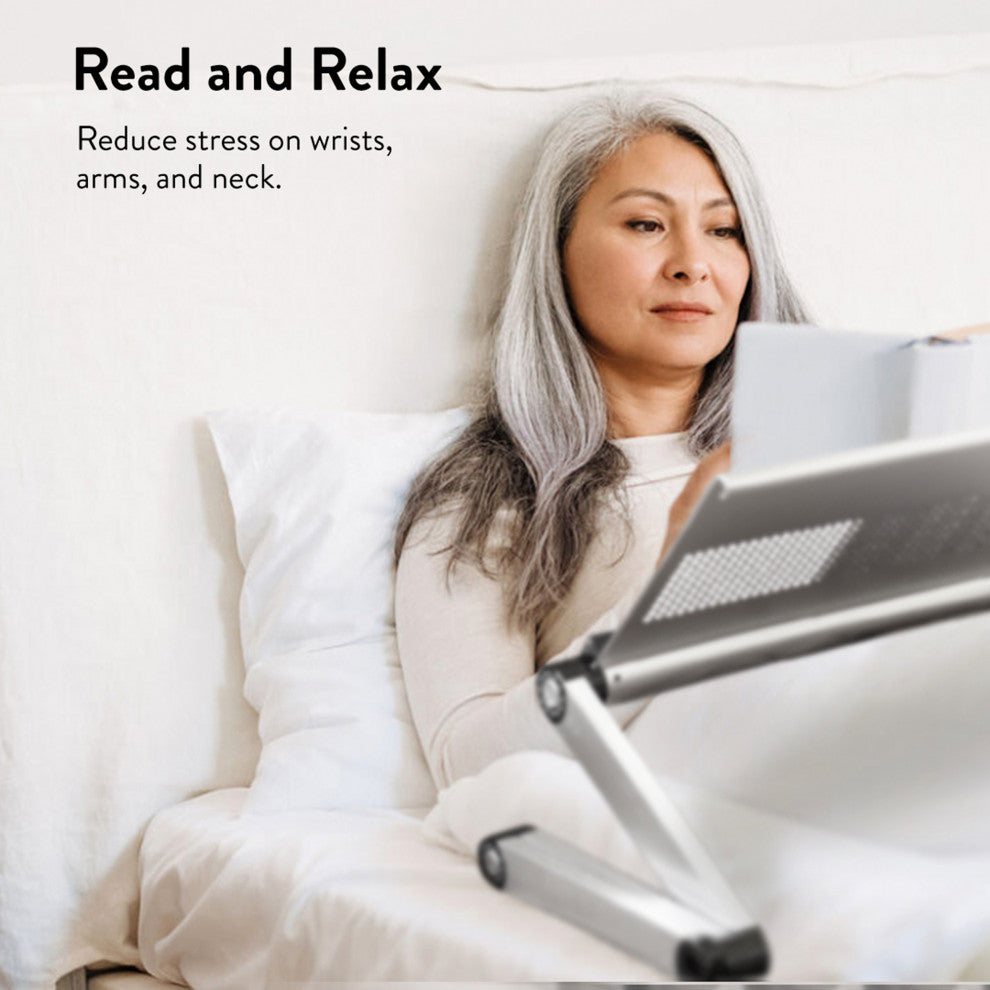 Workez Adjustable Height, Ergonomic Aluminum Cool Laptop Stand, Silver