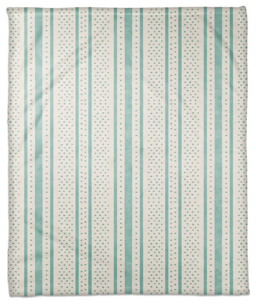 Watercolor Stripes Dots 50x60 Throw Blanket, Teal