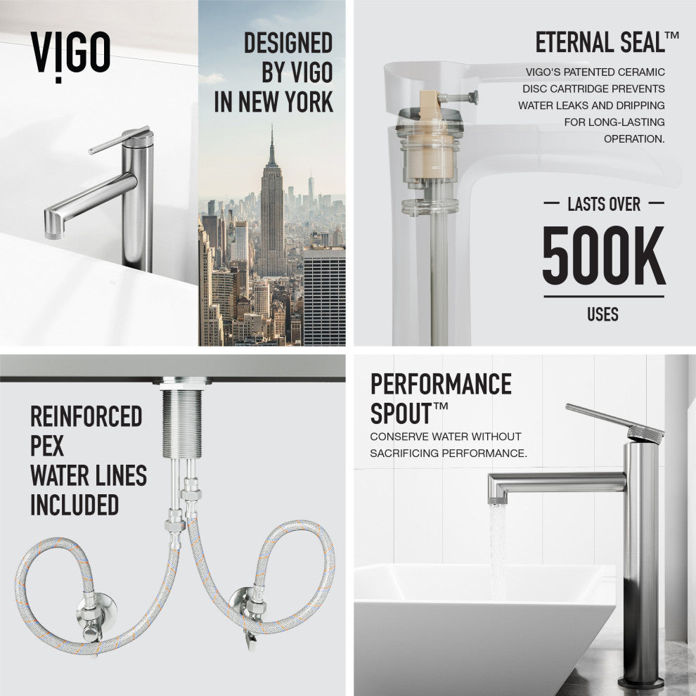 VIGO Sterling 11" H Single Handle Single Hole Bathroom Vessel Faucet, Brushed Nickel