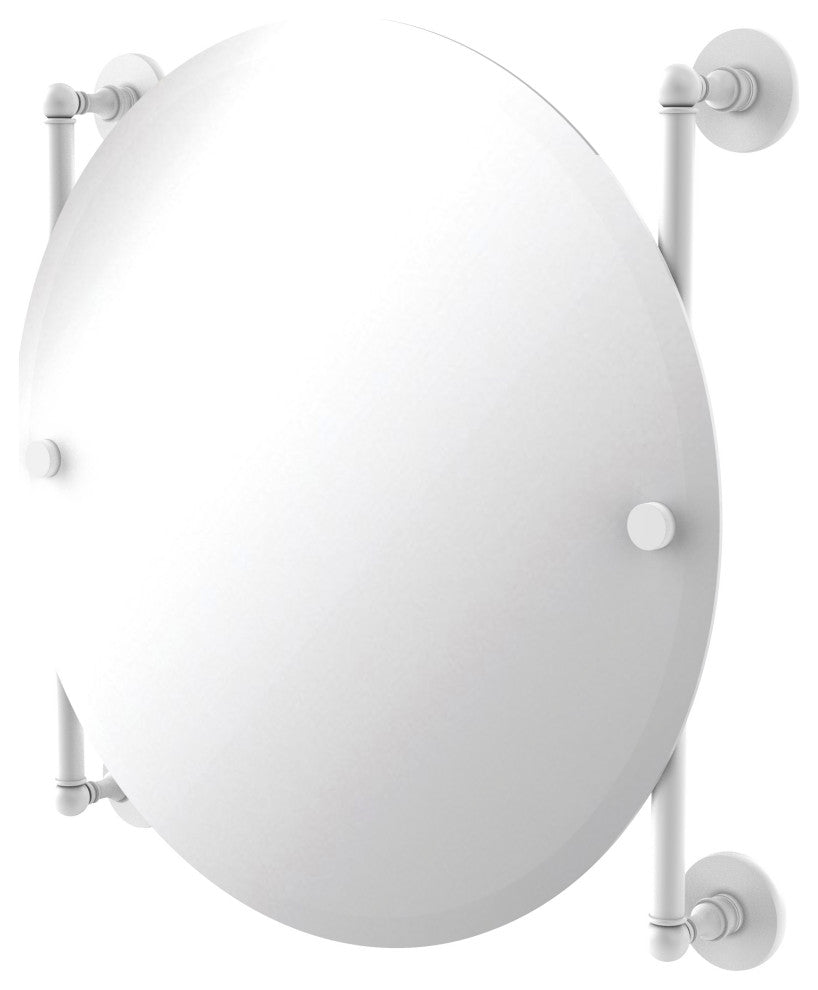 Prestige Skyline Round Frameless Rail Mounted Mirror, Matte White