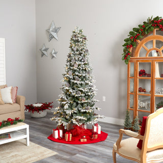 7.5' Flocked Alaskan Pre-Lit Faux Xmas Tree 350 Lights & 2155 Bendable Branches
