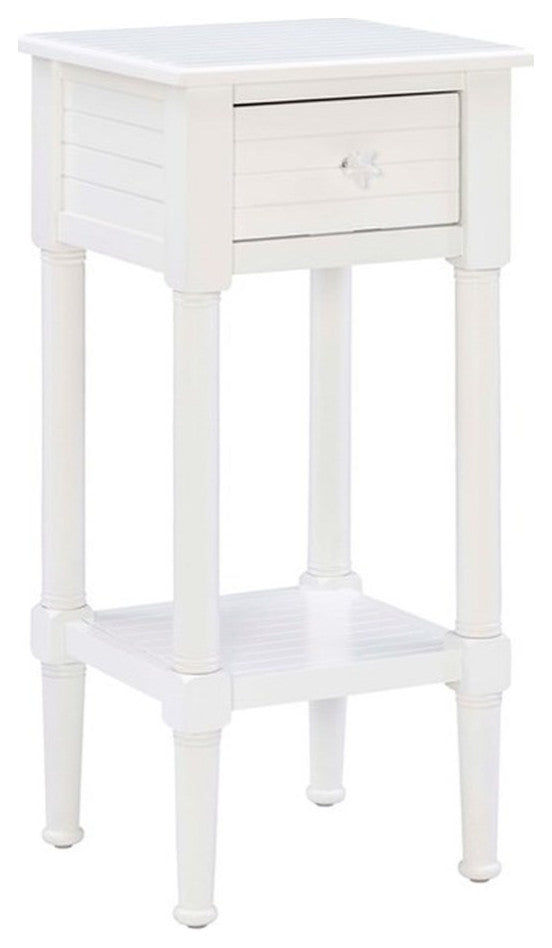 Linon Styers Wood End Table with Storage in White