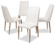 Set of 4 Dining Chair, Sleek Legs With PU Seat & Slightly Curved Back, White